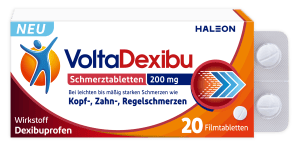 VoltaDexibu Schmerztabletten:Halbe Dosis. Ganz Du.