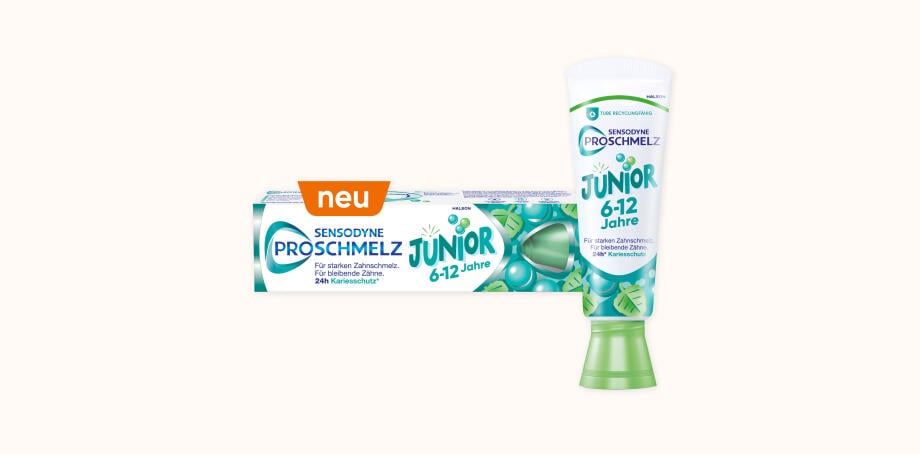 SENSODYNE Proschmelz Junior: 24 h Kariesschutz*
für Kinder von 6 bis 12 Jahren